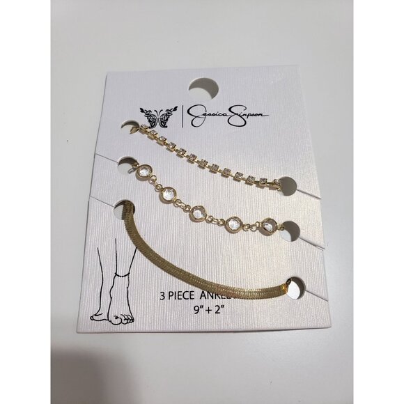 Jessica Simpson gold tone Anklet Set, Set of 3 - Picture 2 of 7